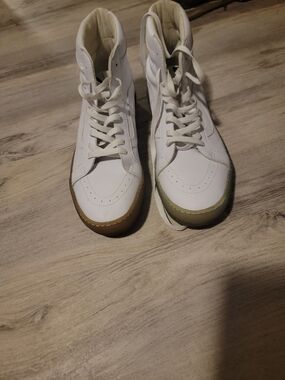 Vans White High-Top Skate Sneakers with Gum Outsole Accent